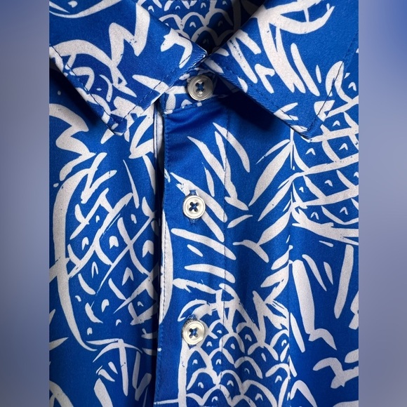 Chubbies Mens Thigh Napple Performance Polo Shirt Pineapple Print Blue Sz Small - Picture 6 of 8